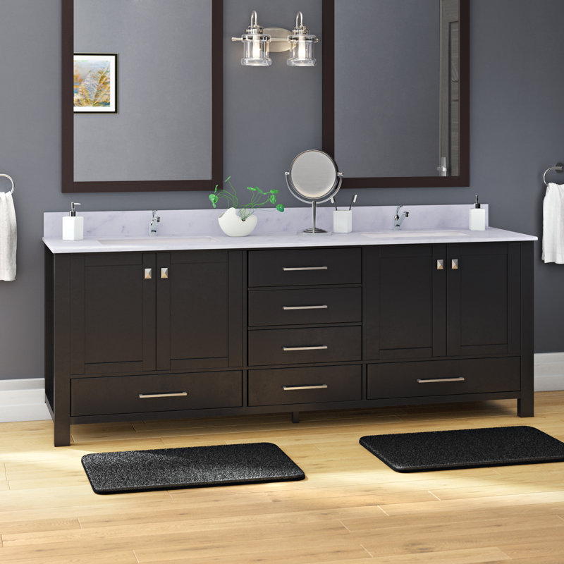 Brayden Studio Zeringue 84" Wood Base Double Bathroom Vanity Set